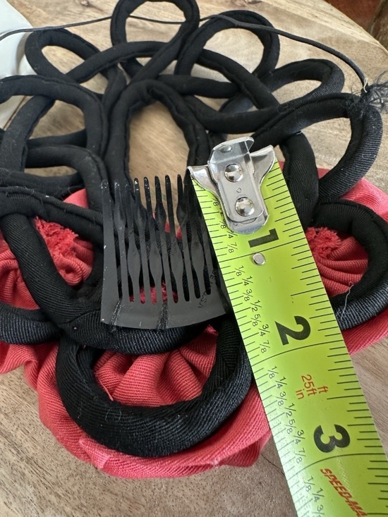 Fascinator Hat Red Rose & Black Knot Detail Vintage 50s main image 9